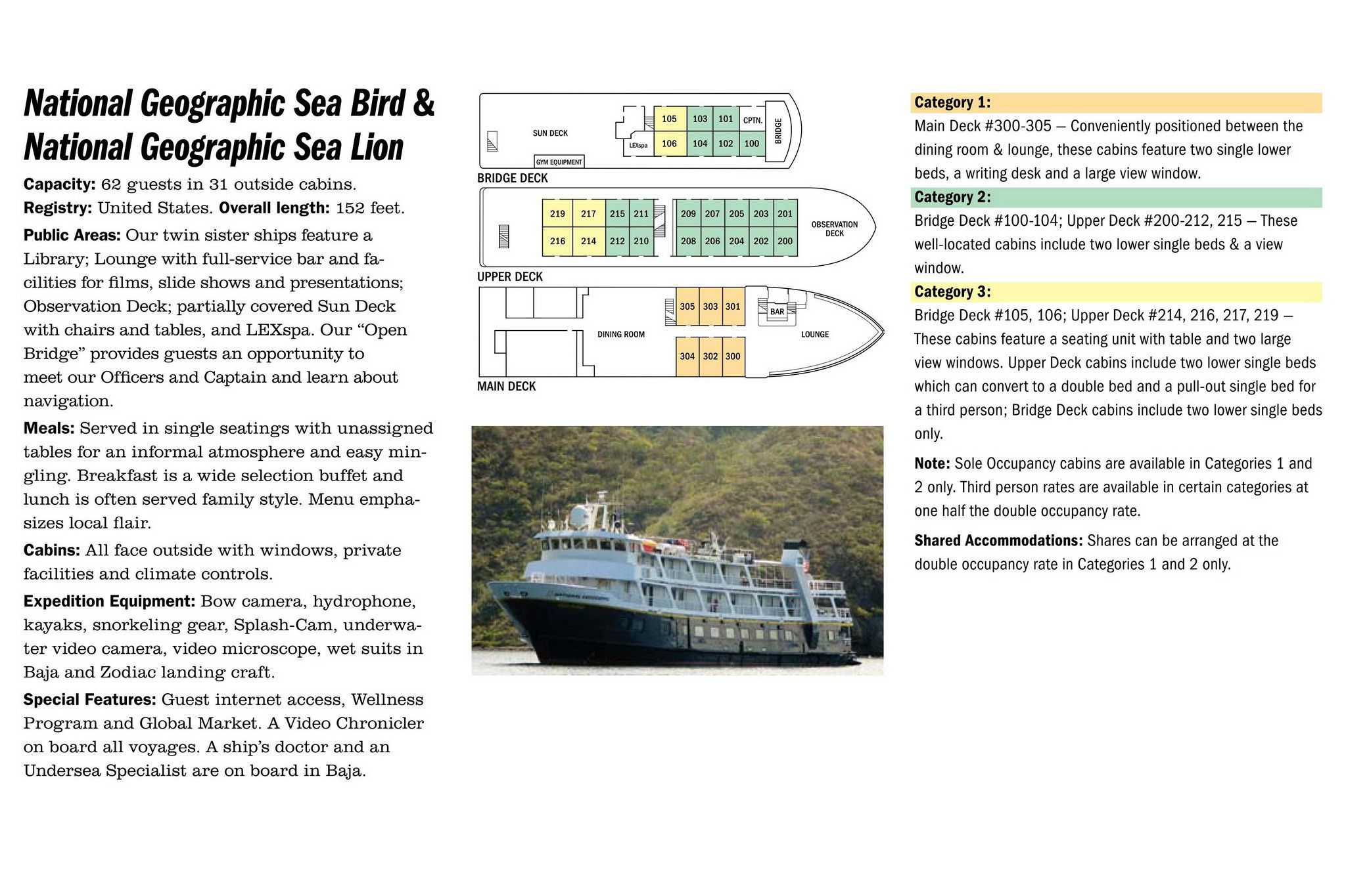 План палуб National Geographic Sea Lion