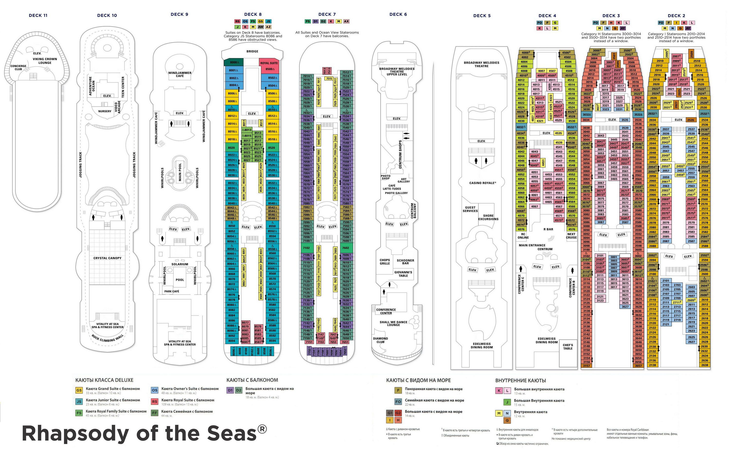 План палуб Rhapsody of the Seas
