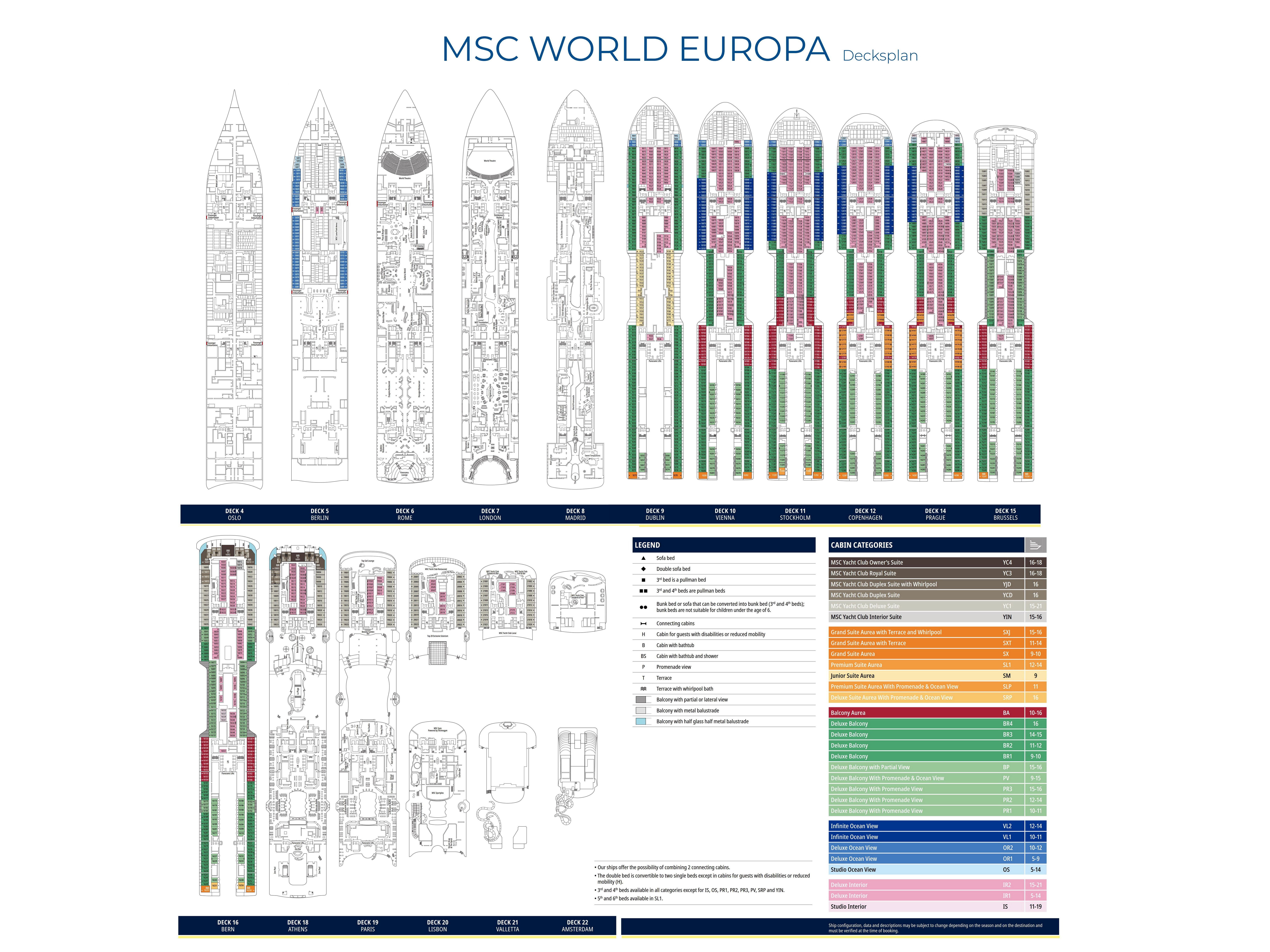 План палуб MSC World Europa