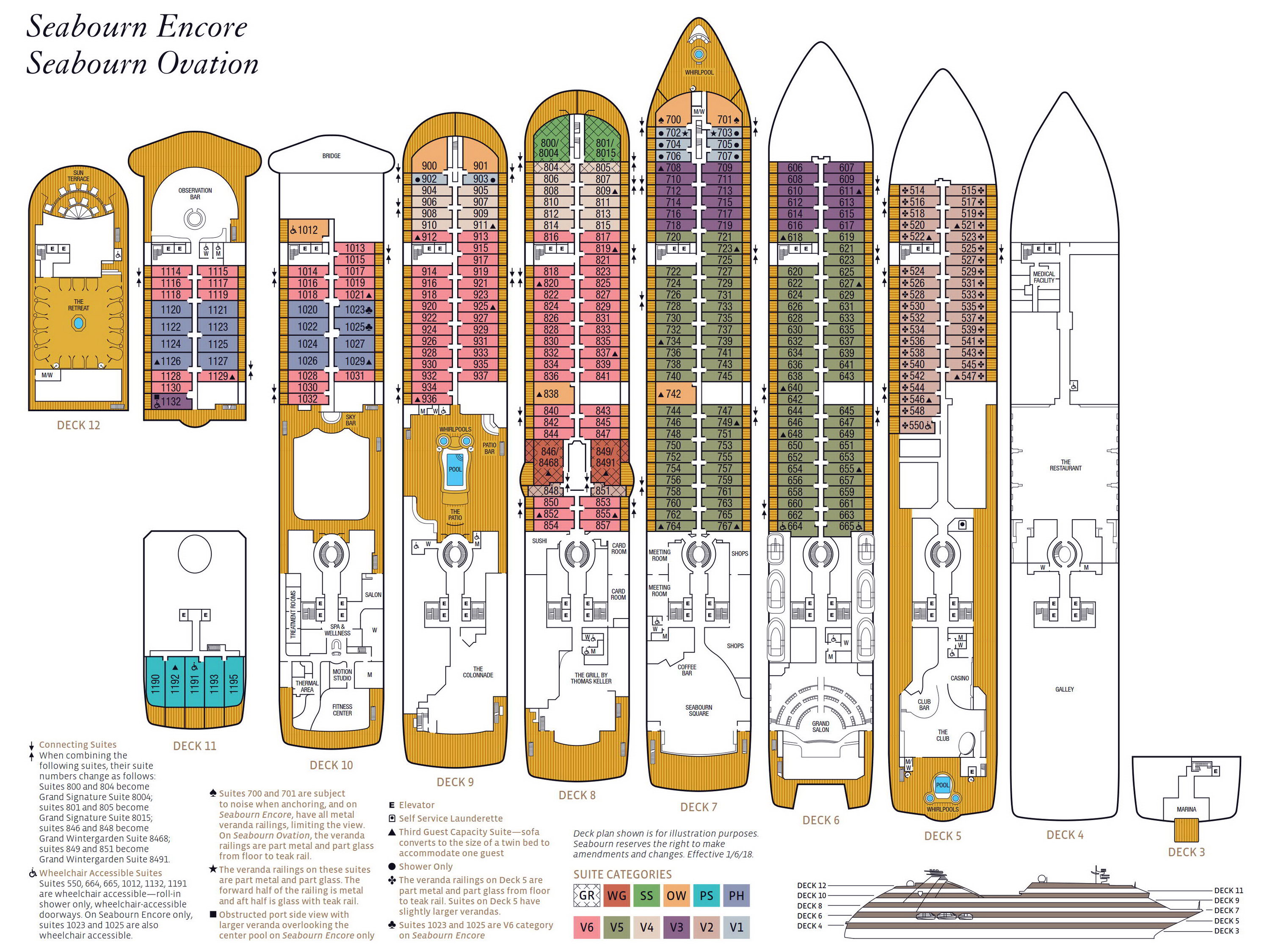 План палуб Seabourn Ovation